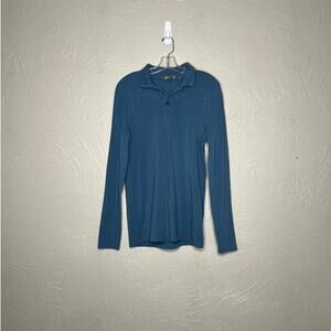 ASOS Men's Large Blue Long Sleeve Polo Shirt Casual Stretch